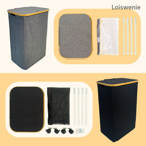 Collapsible Large Laundry Basket with Cover and Wheels
